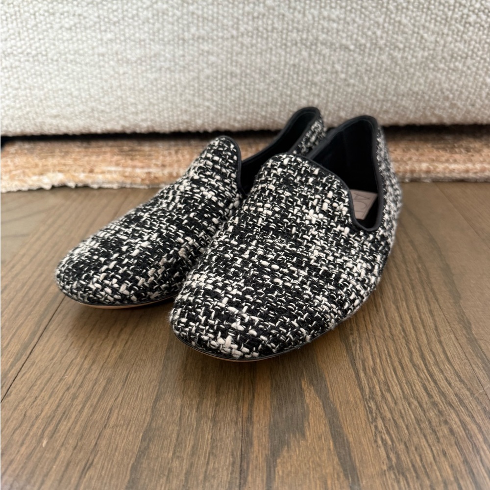 AGL Black and White Tweed Loafers